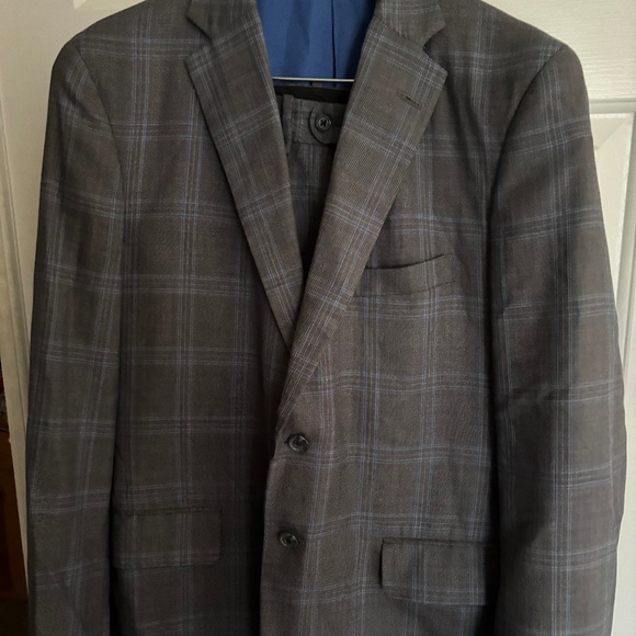 Sean Fenton (Jacket & Pants) Blue & Grey Checkered 2PC Plaid Suit